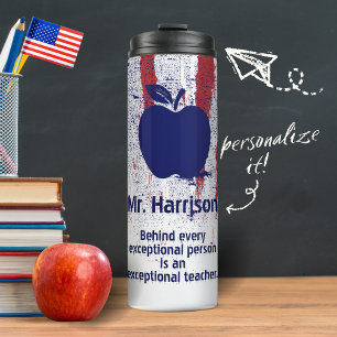 Garrafa Térmica Selo de Maçã Americano Nome Personalizado Citação 