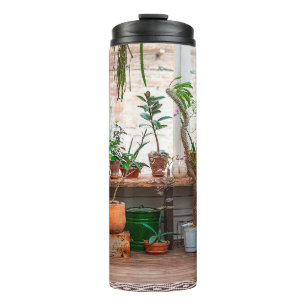 Garrafa Térmica Selva urbana. Jardim de inverno com plantas, flore