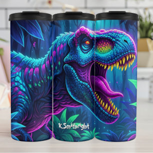 Garrafa Térmica Selva Vibrante de Dinossauro Neon Rugido