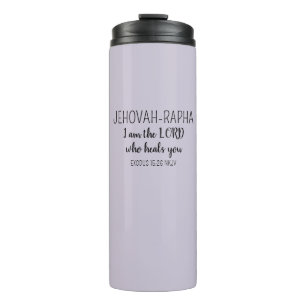 Garrafa Térmica Senhor Quem Cura Roxo Claro Simples Cristão