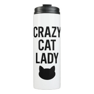 Garrafa Térmica Senhora de Gato Louca - Presente de Gato Engraçado