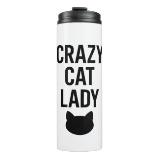 Garrafa Térmica Senhora de Gato Louca - Presente de Gato Engraçado