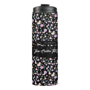 Garrafa Térmica Senhora Flor de Preto padrão floral