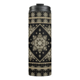 Garrafa Térmica Sepia Medallions sobre Tumbler Térmico preto