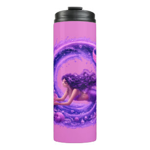Garrafa Térmica Sereia Buscadora de Pérola Roxa Arte de Onda Fanta