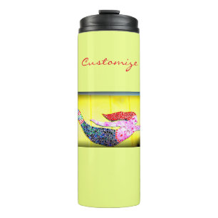 Garrafa Térmica sereia de mosaico rosa