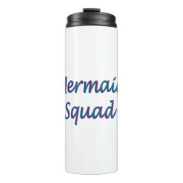 Garrafa Térmica Sereia Esquadrão com letra de cor e cor-de-rosa