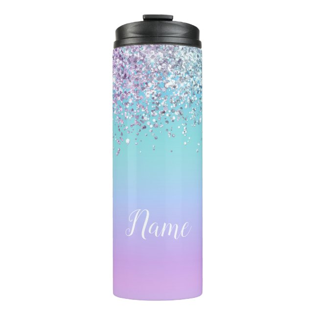 Garrafa Térmica Sereia Glitter Tumbler Térmico Personalizado (Frente)