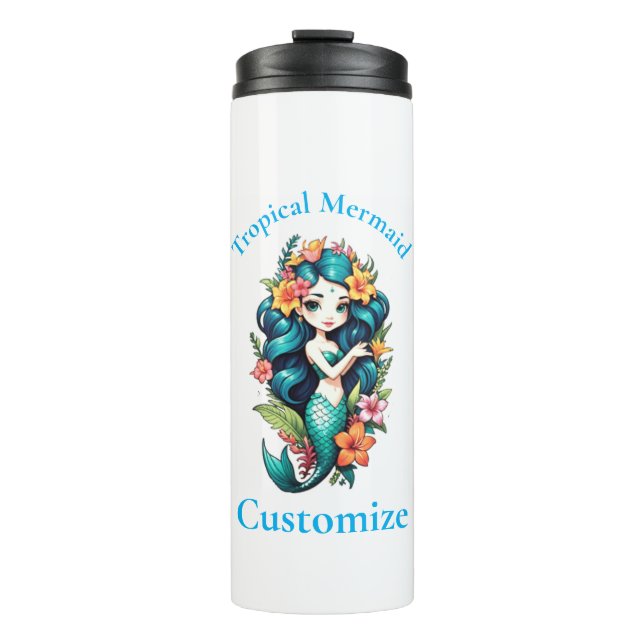 Garrafa Térmica Sereia Tropical Flor Thunder_Cove (Frente)