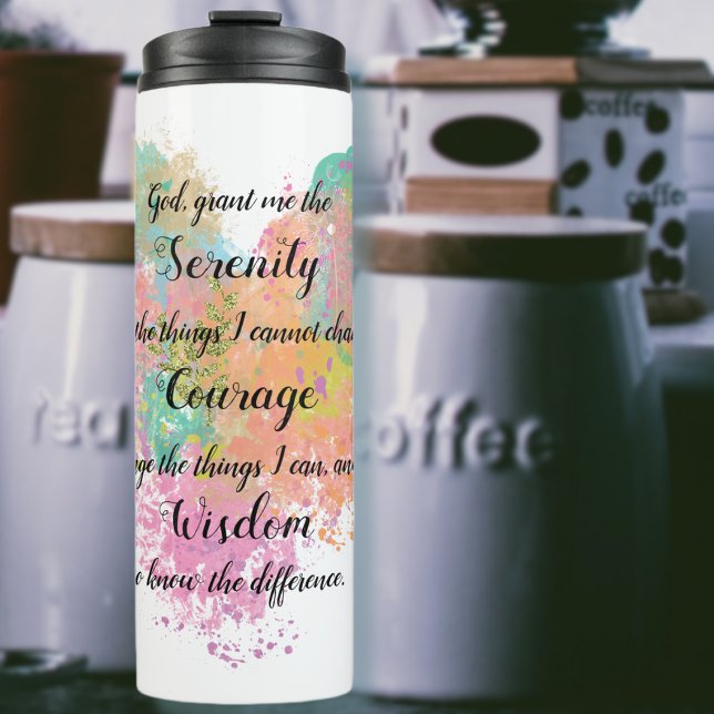 Garrafa Térmica Serenity Prayer Watercolor Tumbler (Criador carregado)