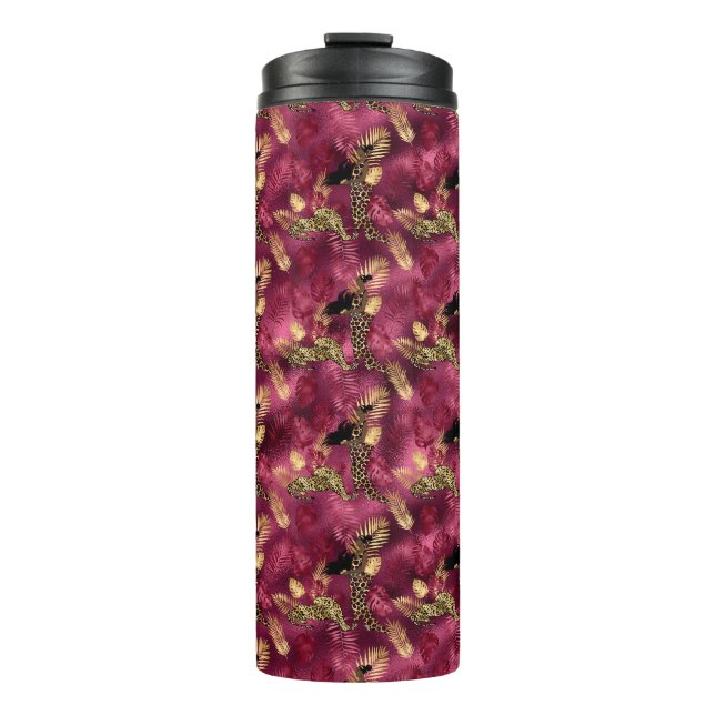 Garrafa Térmica Série Burgundy e Gold Leopard Design 10 (Frente)