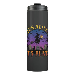 Garrafa Térmica Seu Alive Halloween Bruxa Abóbora Gato Preto Lápid