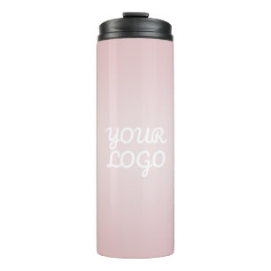 Garrafa Térmica Seu Logotipo & Ombre Rosa Blush Moderno Elegante