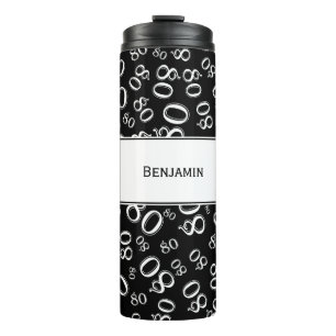 Garrafa Térmica Seu Nome - Número Preto/Branco 80 Padrão Aleatório