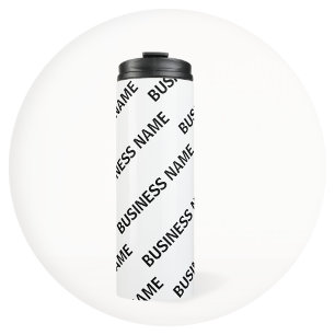 Garrafa Térmica Seu Padrão de Nome de Negócios Preto & Branco