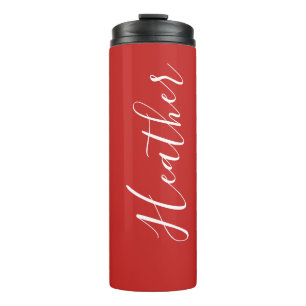 Garrafa Térmica Seu roteiro branco feito sob encomenda no vermelho