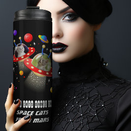 Garrafa Térmica Seus Gatos em OVNIs Gatos no Espaço Personalizados