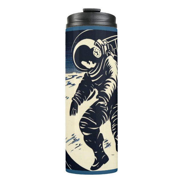 Garrafa Térmica SF - Astronauta no Spacewalk Woodcut 3 (Frente)