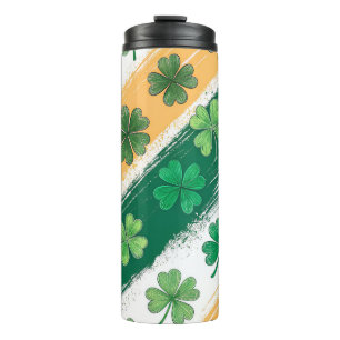 GARRAFA TÉRMICA  SHAMROCKS E STRIPES CELTICOS VERDES E DOURADOS IRL