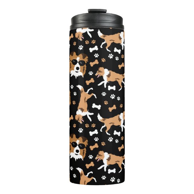 Garrafa Térmica Sheltie Shetland Sheepdog Collie Pawprint (Frente)