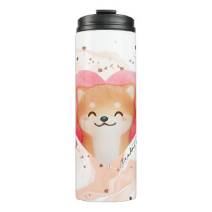 Garrafa Térmica Shiba Inu Bonita em Coração