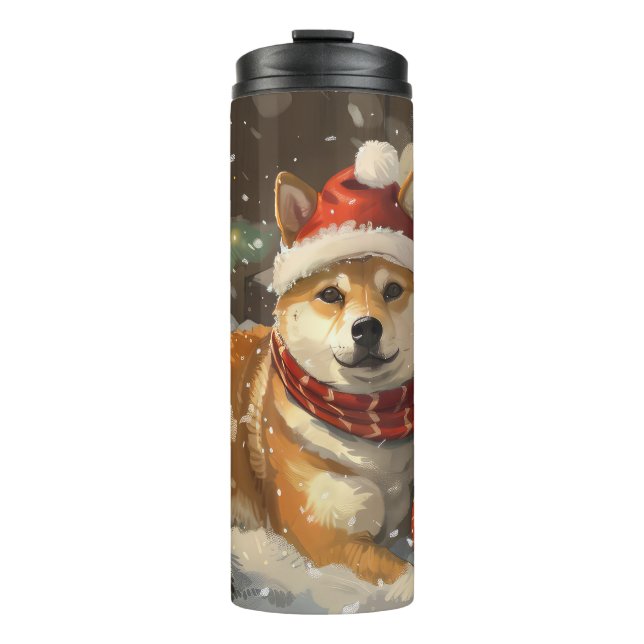 Garrafa Térmica Shiba Inu Cão Festivo (Frente)