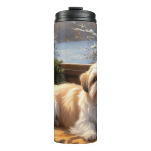 Garrafa Térmica Shih Tzu com Férias das Luzes de Natal