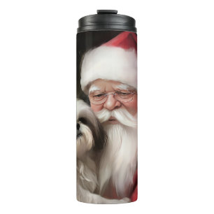 Garrafa Térmica Shih Tzu Com Papai Noel Natal Festivo 
