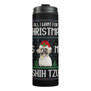 Garrafa Térmica Shih Tzu Dog Ugly Christmas Sweater