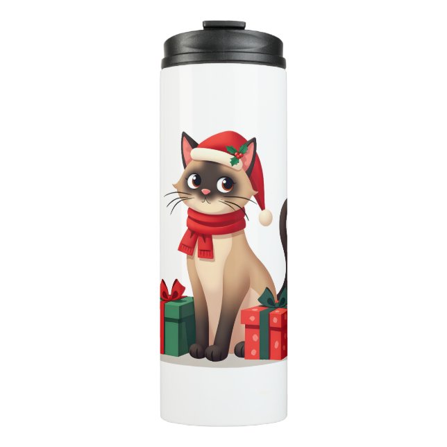 Garrafa Térmica Siamese Cat Xmas Holiday Santa Siamese Cat Christm (Frente)