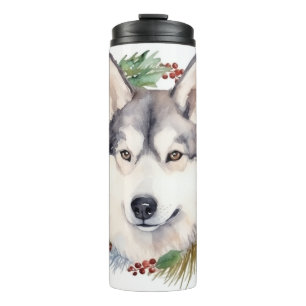 Garrafa Térmica Siberian Husky Wreath Festiva Pup