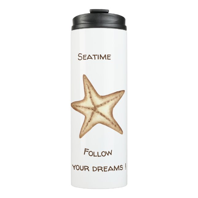 Garrafa Térmica Siga seus sonhos aquarela Starfish Seatime (Frente)