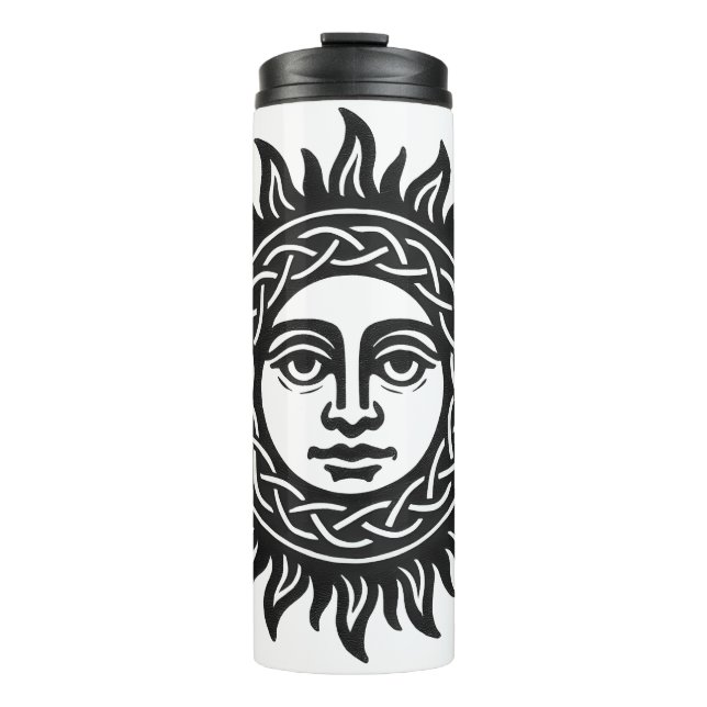 Garrafa Térmica Sigilo do Rosto Solar – Emblema do Sol Negro (Frente)