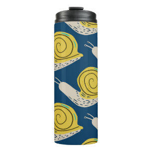 Garrafa Térmica Silhuetas de caracóis: padrão amarelo, rosa.