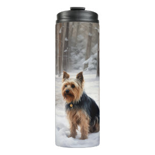 Garrafa Térmica Silky Terrier Deixe Nevar Natal