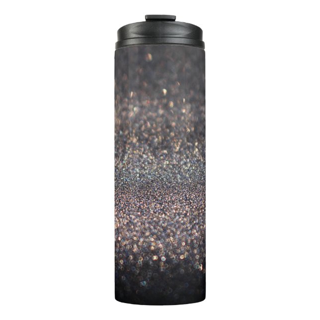 Garrafa Térmica Silver Glitter: Natal Preto (Frente)