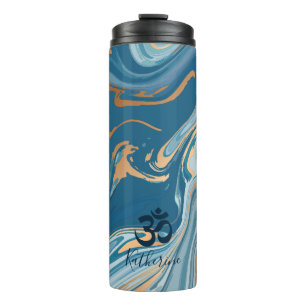 Garrafa Térmica Símbolo Blue e Dourado Swirls e Ohm