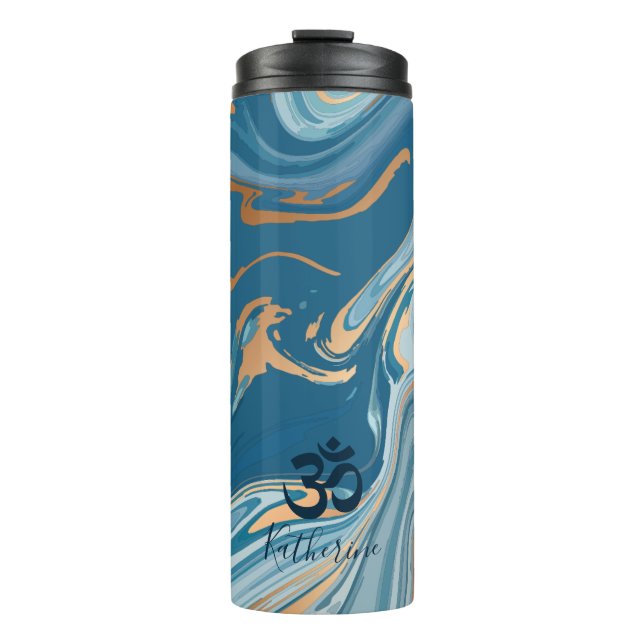 Garrafa Térmica Símbolo Blue e Dourado Swirls e Ohm (Frente)