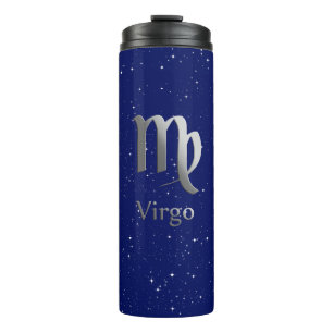 Garrafa Térmica Símbolo do Zodíaco para Virgem em Azul Meia-Noite