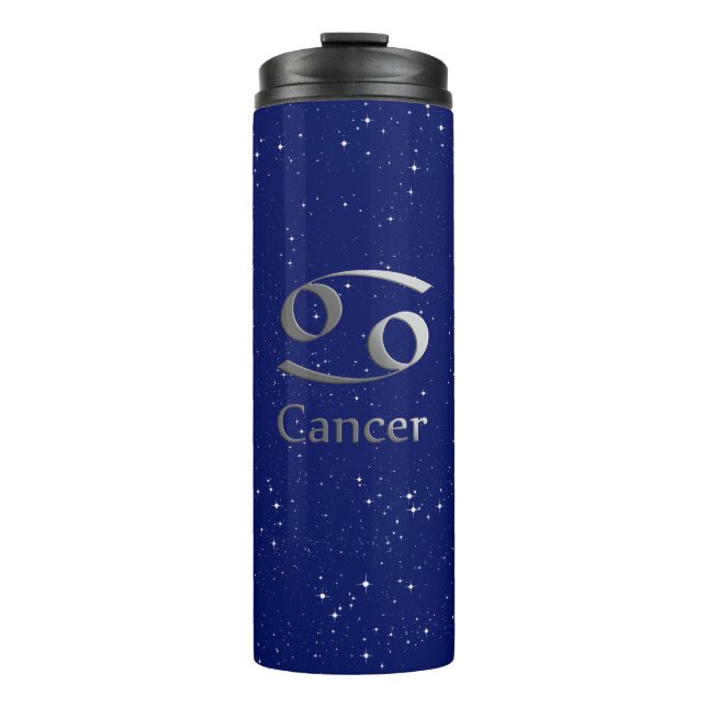 Garrafa Térmica Símbolo Zodiac para Cancer no Deep Midnight Blue (Frente)