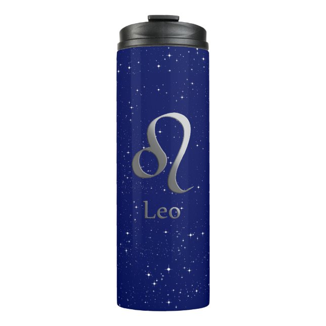 Garrafa Térmica Símbolo Zodiac para Leo no Deep Midnight Blue (Frente)