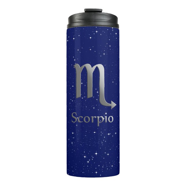 Garrafa Térmica Símbolo Zodiac para Scorpio no Deep Midnight Blue (Frente)