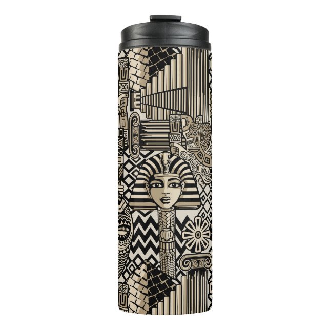 Garrafa Térmica Símbolos Históricos Antigos Estilo de Tatuagem (Frente)