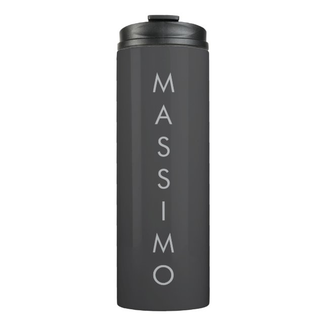 Garrafa Térmica Simples Minimalista Elegante Moderno Cinza (Frente)