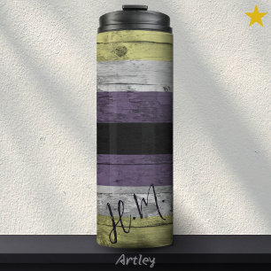 Garrafa Térmica Sinalizador de Orgulho Não Binário LGBT Nome Perso