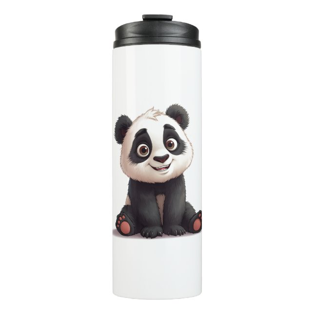 Garrafa Térmica Sitting Panda Bear Cartoon Illustration Artwork (Frente)