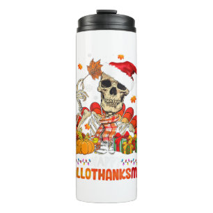 Garrafa Térmica Skull Thanksgiving Merry Christmas Happy Hallothan