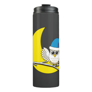 Garrafa Térmica Snowy Owl em Nova Lua Noite de inverno