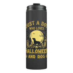 Garrafa Térmica Só Menino Que Ama Cachorro De Halloween Lua Cheia