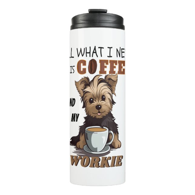 Garrafa Térmica Só Preciso De Café E Minha Yorkie (Frente)